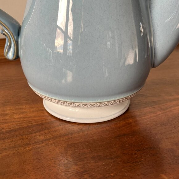 Denby Langley Castile Coffee Pot with Lid Stoneware Blue & White England Vintage - Picture 10 of 17